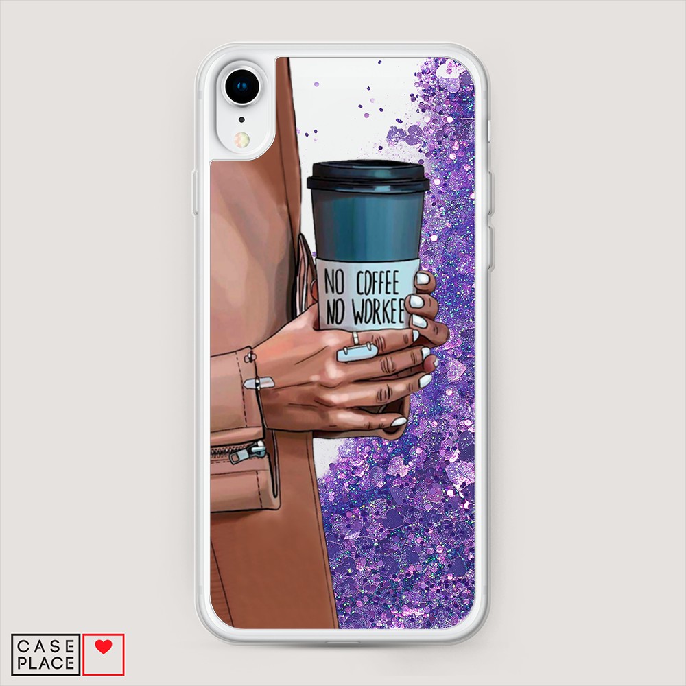 

Жидкий чехол с блестками "No coffee" на Apple iPhone XR (10R), 12092-1