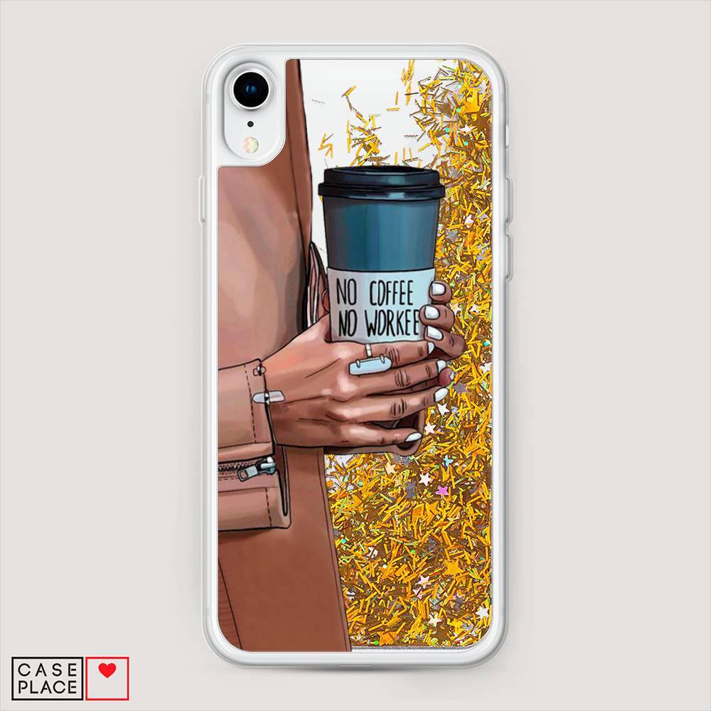 

Жидкий чехол с блестками "No coffee" на Apple iPhone XR (10R), 12090-1