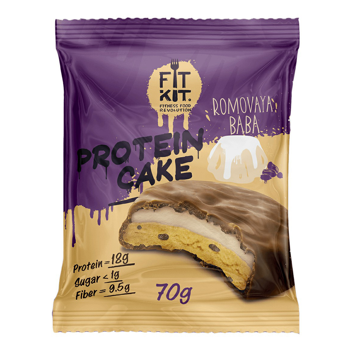 Печенье FitKit Protein Cake протеиновое глазированное ромовая баба 70 г