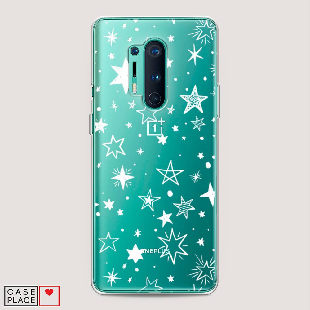 

Чехол Awog на OnePlus 8 Pro / ВанПлас 8 Pro "Звездочки графика белая", Прозрачный;белый, 151050-7