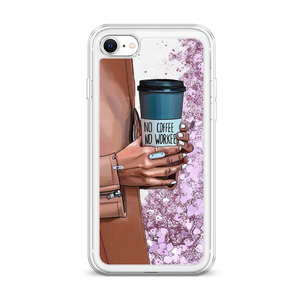 

Жидкий чехол с блестками "No coffee" на Apple iPhone SE 2022, 14894-1
