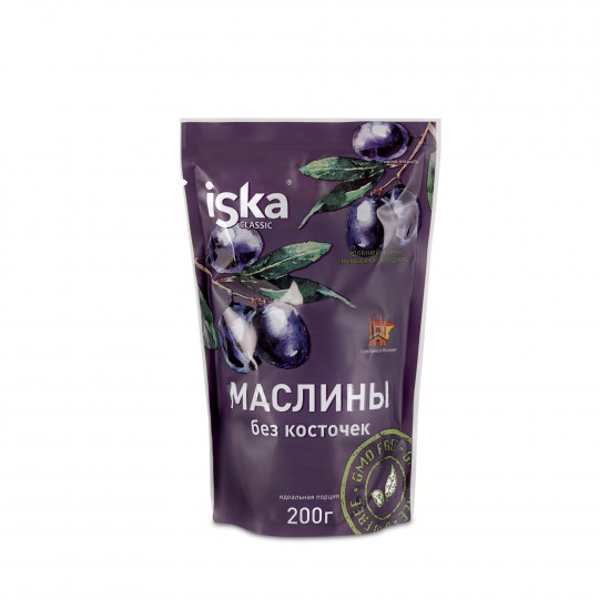 Маслины Iska черные без косточки 200 г 135₽