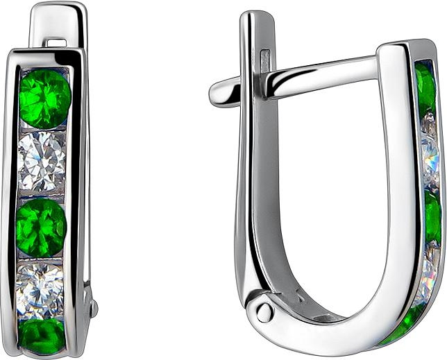 

Серьги женские из серебра Эстет 01С254829-2, изумруд/фианит