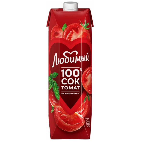

Сок Любимый томатный, с мякотью, 12x970 мл