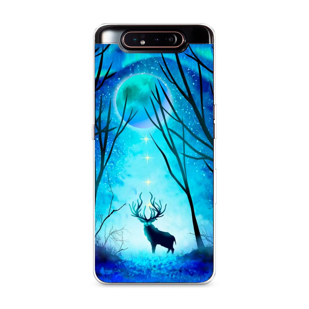 

Чехол на Samsung Galaxy A80 "Олень северное сияние", Синий;черный;голубой, 28350-1