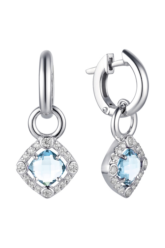 

Серьги трансформеры из серебра АЛЬКОР 02-1652, топаз, 02-1652