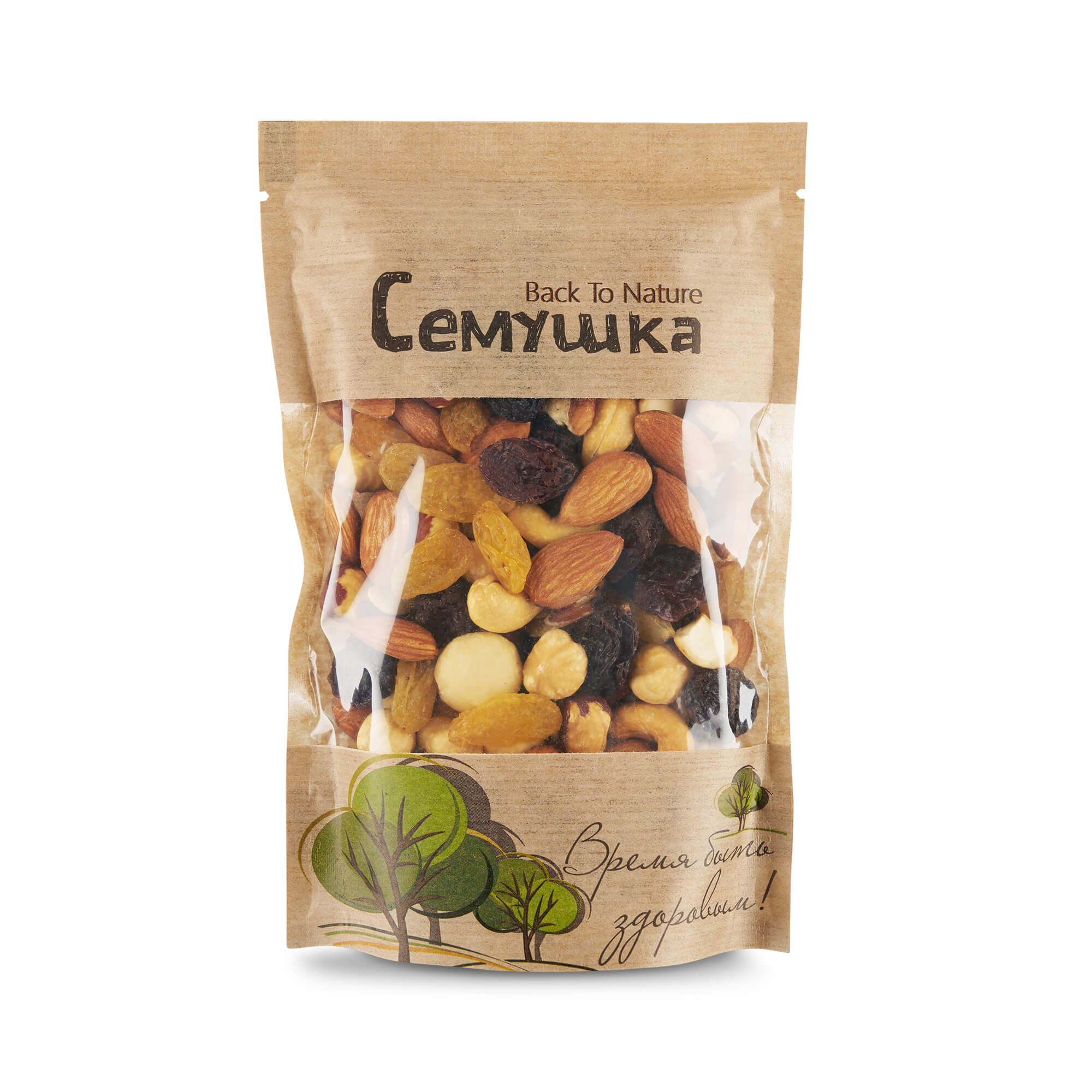 

Смесь орехов Семушка с изюмом, пеканом и макадамией, 8x150 г