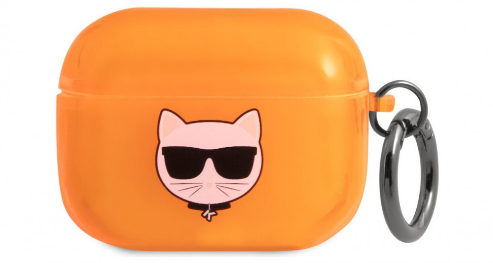 фото Чехол cg mobile karl lagerfeld tpu fluo with ring choupette для airpods pro, оранжевый