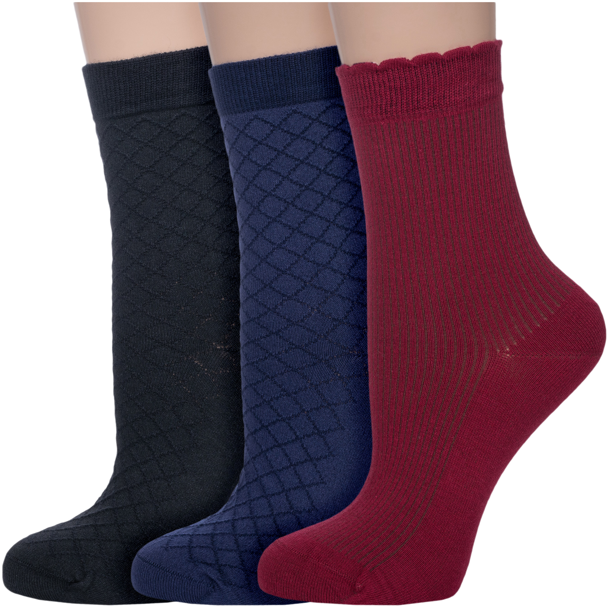 Комплект носков женских АКОС 3-LFW41 разноцветных 23-25