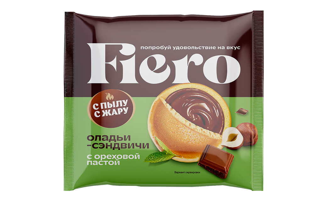 

Оладьи-сэндвичи С пылу с жару Fiero с ореховой пастой замороженные 60 г