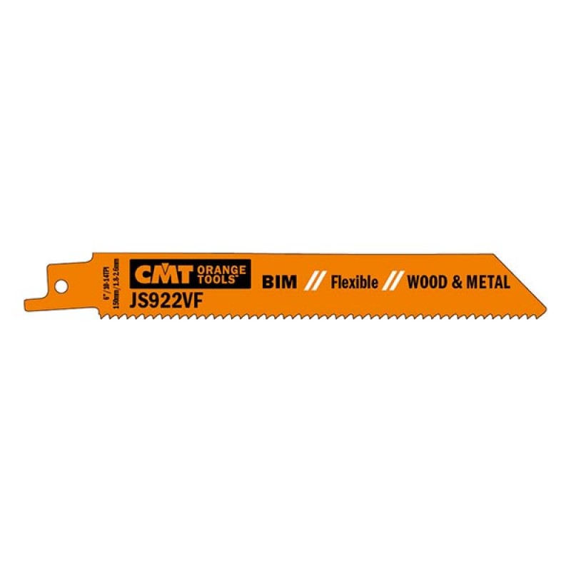 

Пилки сабельные для дерева и металла(BIM) 150x1,8-2,6x10-14TPI CMT JS922VF-5, 5 штук, JS922VF-5