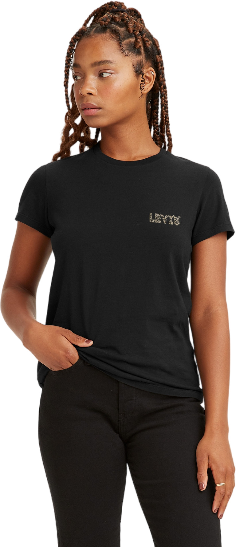 

Футболка женская Levi's THE PERFECT черная S, Черный, THE PERFECT