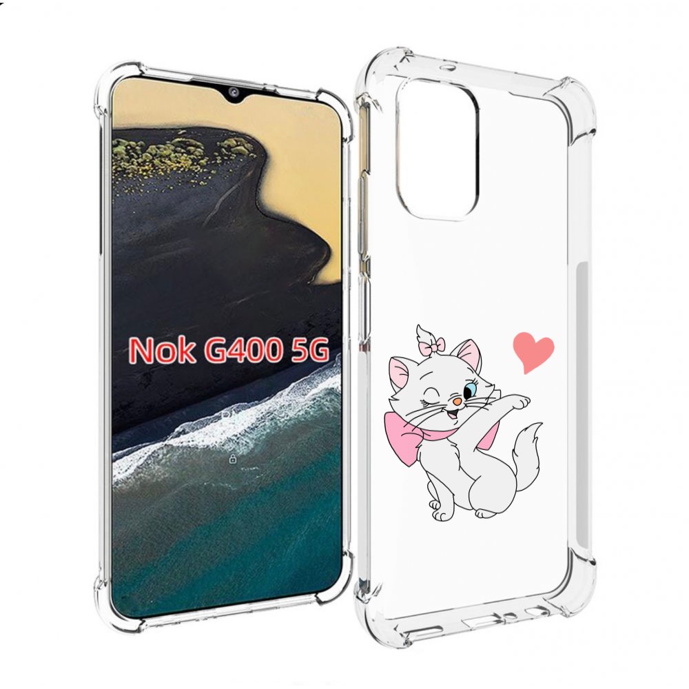 

Чехол MyPads белая-кошечка-с-сердечком женский для Nokia G400 5G, Прозрачный, Tocco