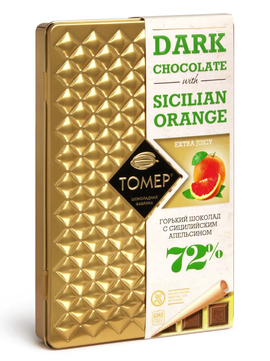 

Шоколад Томер с сицилийским апельсином, горький 72% 90 г