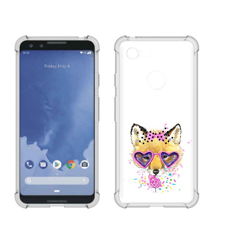 

Чехол MyPads Tocco для Google Pixel 3 лисенок с бантиком, Прозрачный, Tocco