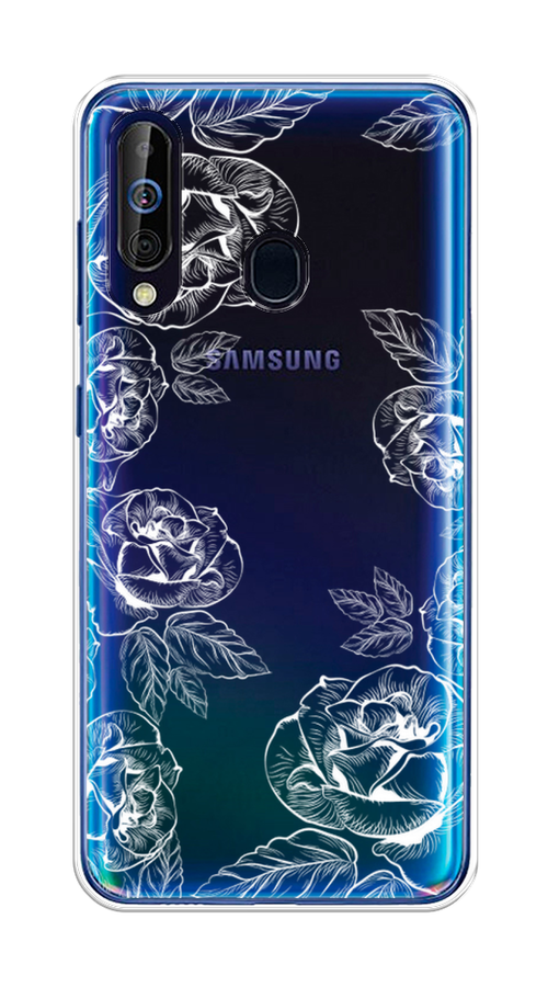 

Чехол на Samsung Galaxy A60 "Розы графика", Черный;серый, 28250-2