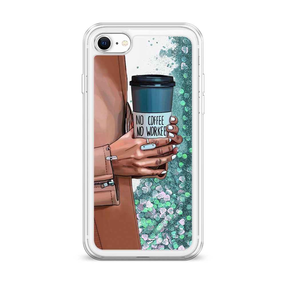 

Жидкий чехол с блестками "No coffee" на Apple iPhone SE 2020, 12495-1