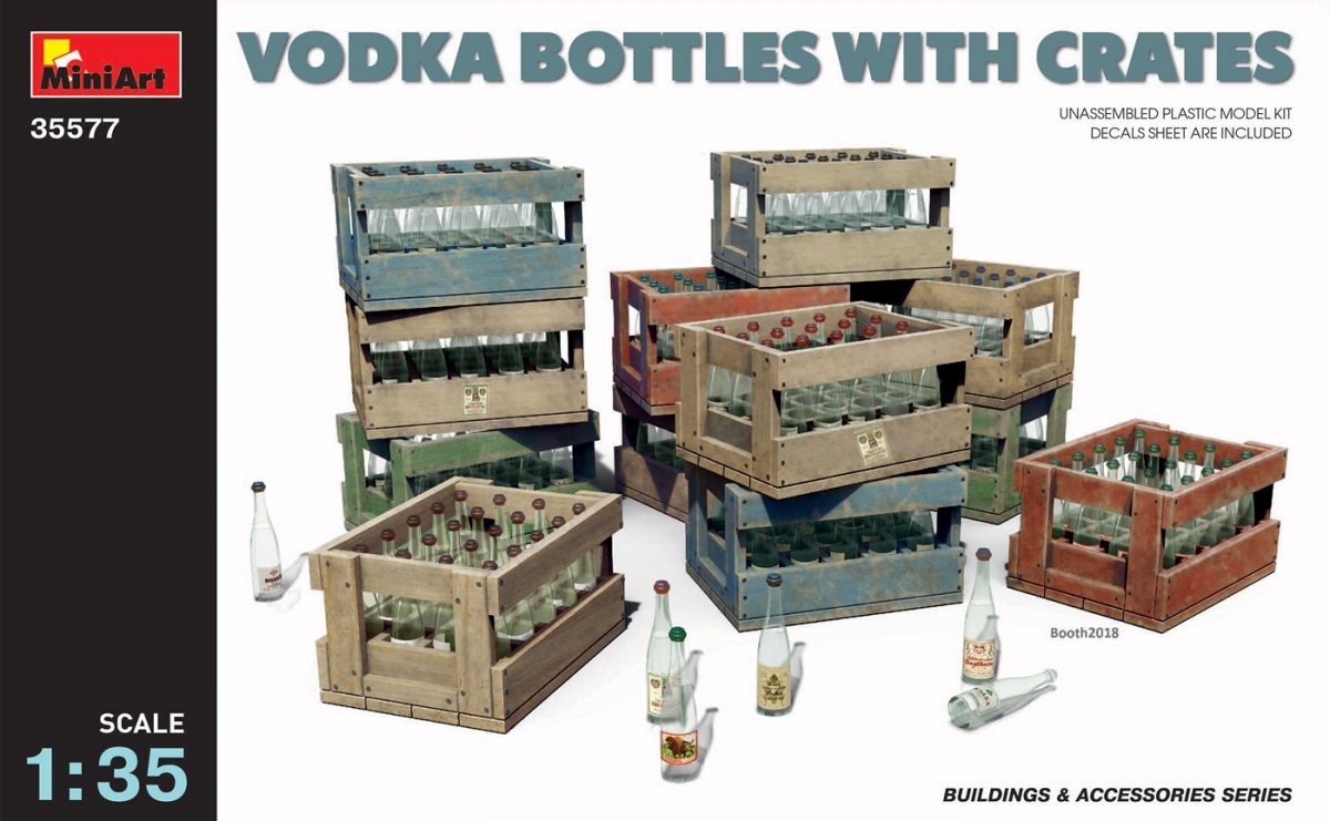 фото Сборная модель miniart 1/35 бутылки водки с ящиками 35577