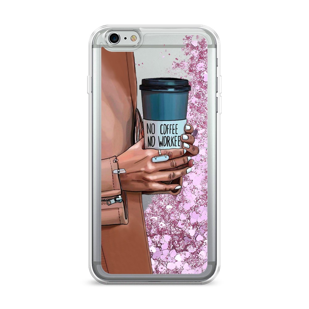 

Жидкий чехол с блестками "No coffee" на Apple iPhone 6 Plus, 10594-1