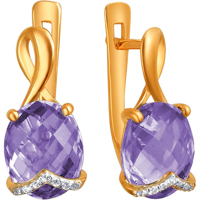 

Серьги женские из золота Эстет 01С3110853-2, фианит/аметист, 01С3110853-2