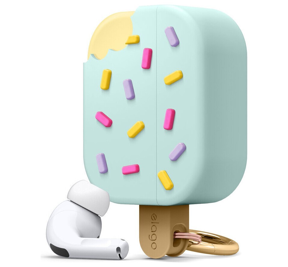 фото Силиконовый чехол с карабином elago ice cream silicone hang case для airpods pro, мятный