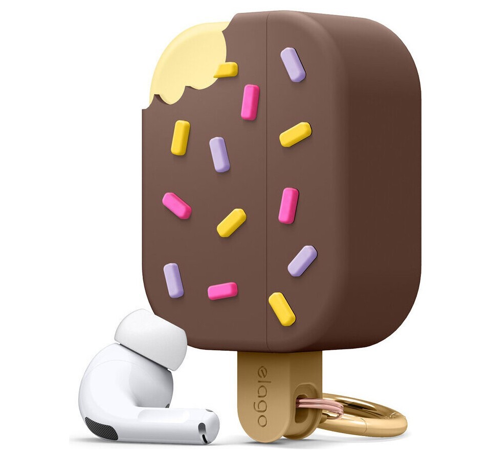 фото Чехол с карабином elago ice cream silicone hang case для airpods pro, коричневый