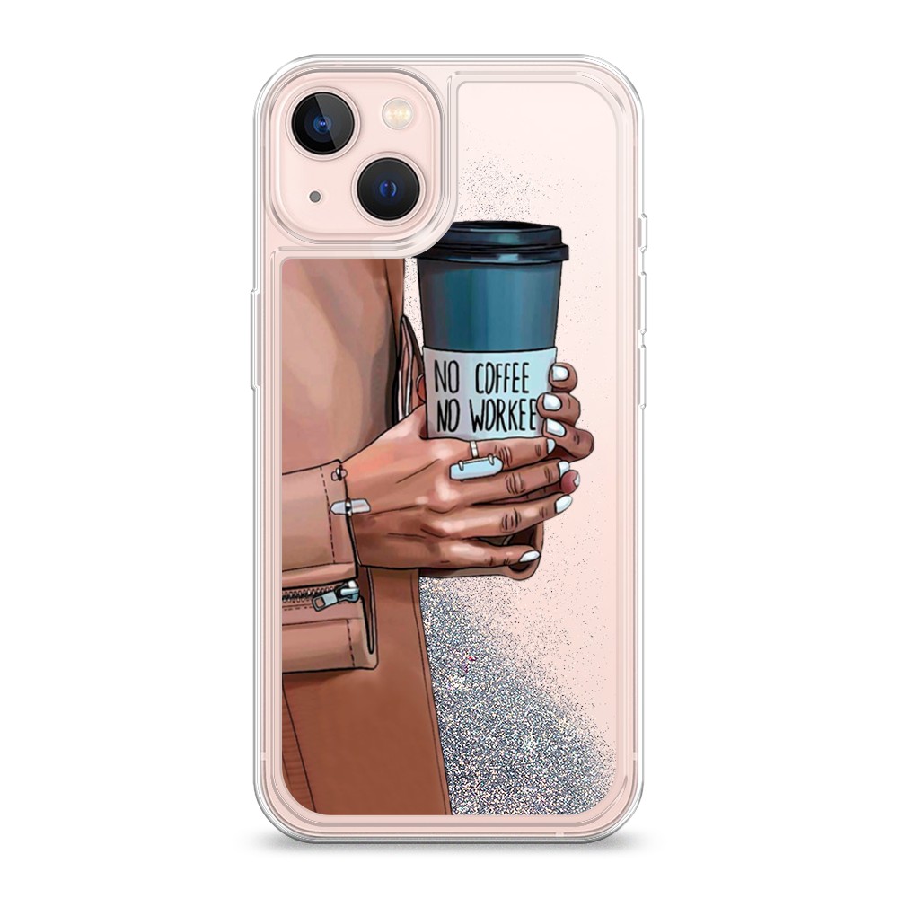 

Жидкий чехол с блестками "No coffee" на Apple iPhone 13, 14291-1