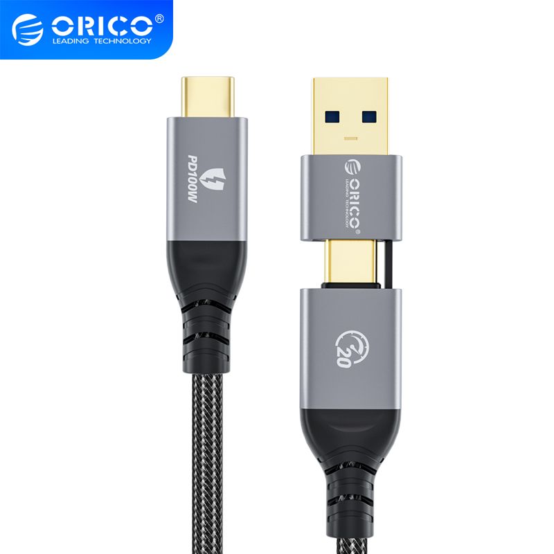 USB Кабель Typce-C на Type-C с переходником на USB-A черный, ORICO-ACC20-05-BK-BP