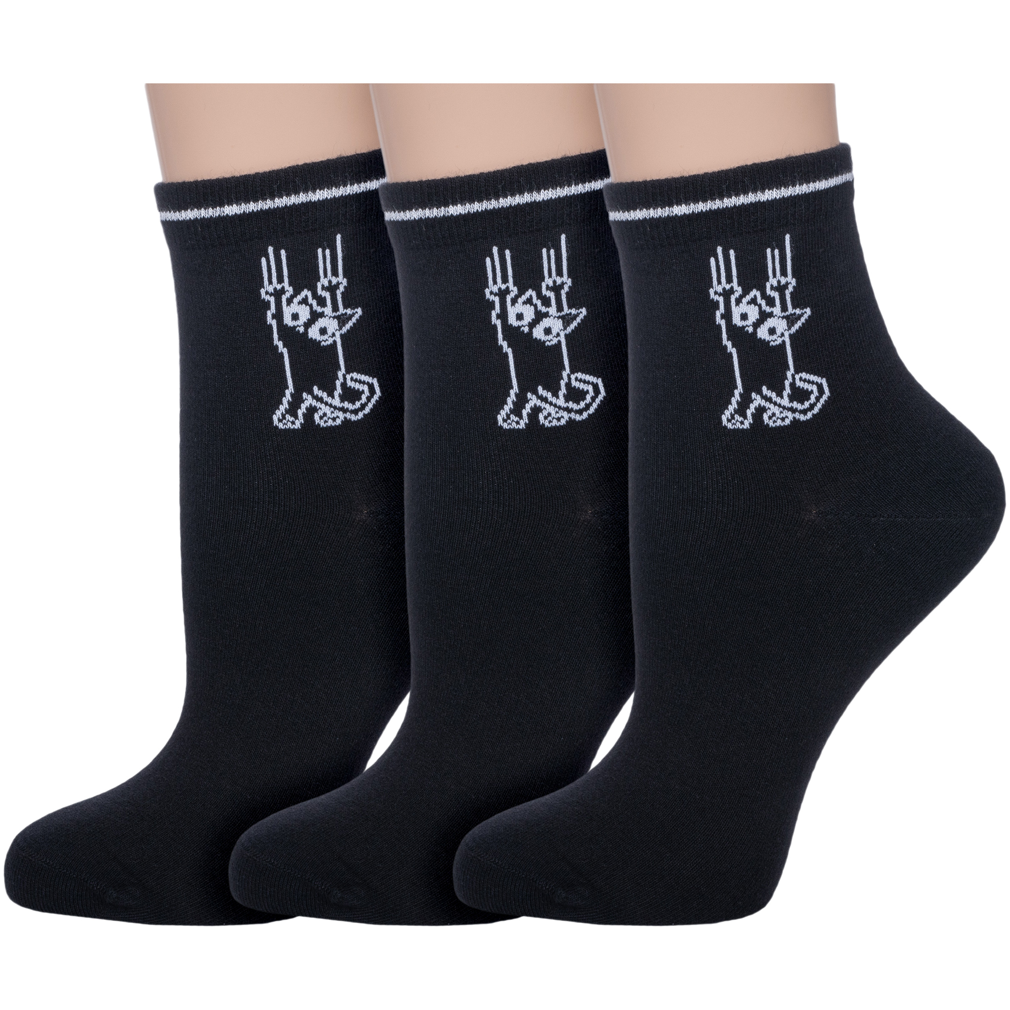 Комплект носков женских АКОС 3-FW41 черных 23-25
