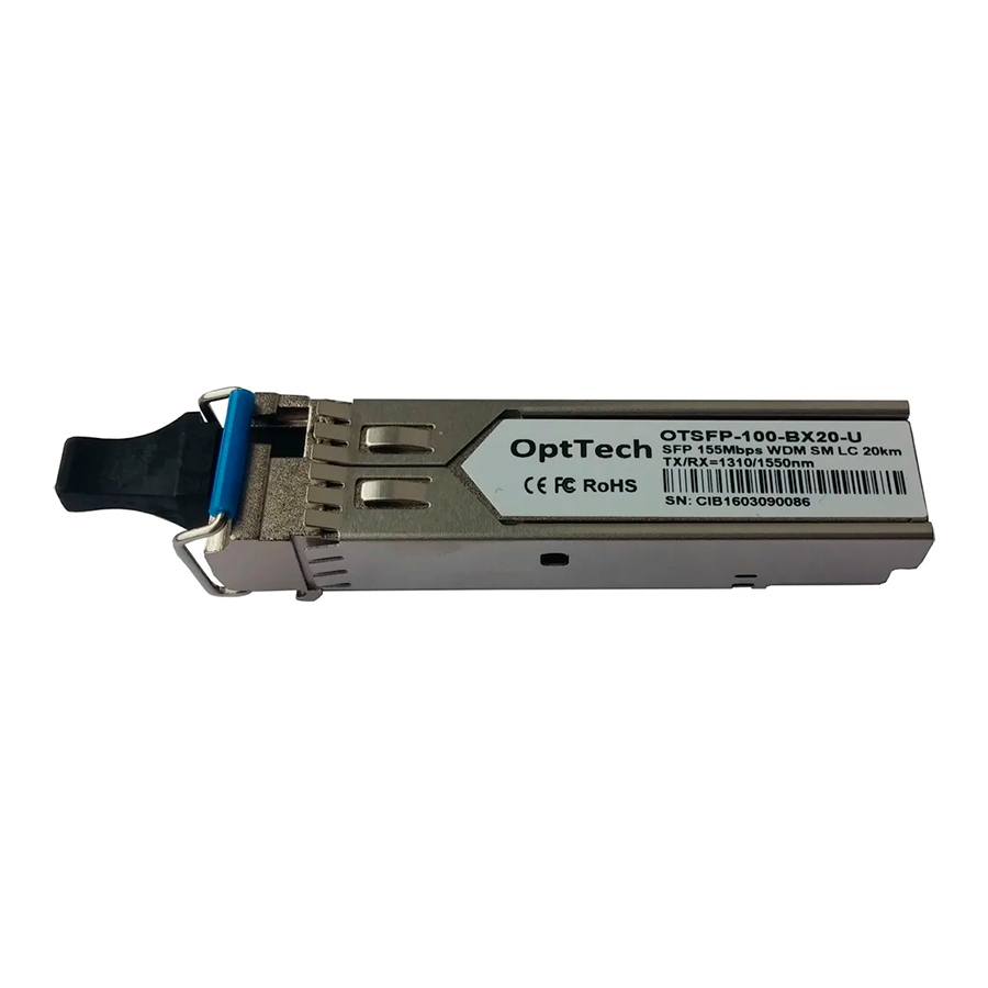 

Трансивер OptTech OTSFP-100-BX20-U, Серебристый, OTSFP-100-BX20-U