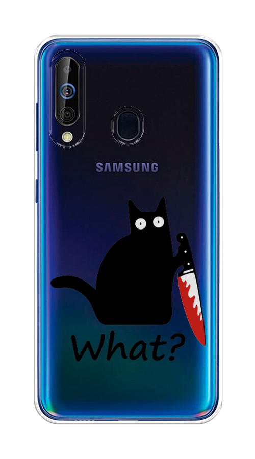 

Чехол на Samsung Galaxy A60 "Котик с ножом", Черный;красный, 28250-6
