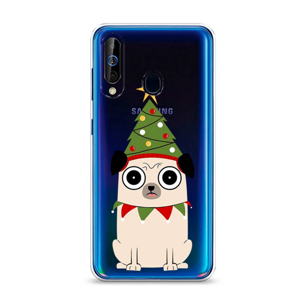 

Чехол на Samsung Galaxy A60 "Собачка с ёлочкой", Бежевый;красный;зеленый, 28250-1