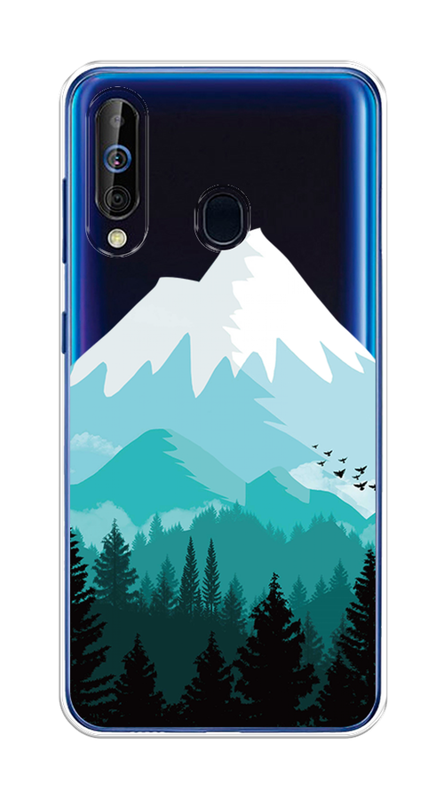 

Чехол на Samsung Galaxy A60 "Синяя снежная гора", Белый;голубой, 28250-2