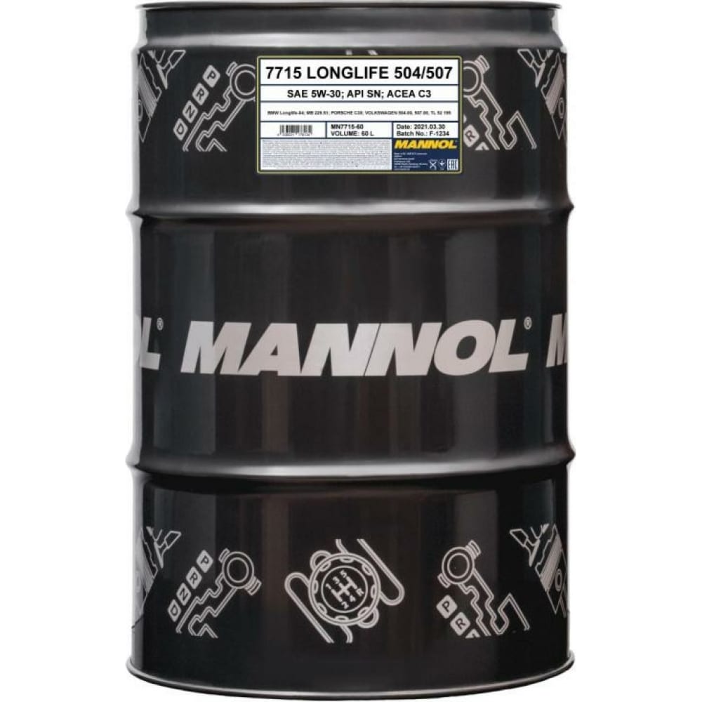 

MANNOL LONGLIFE 504/507 5W-30 60 л. Синтетическое моторное масло 5W-30 7003