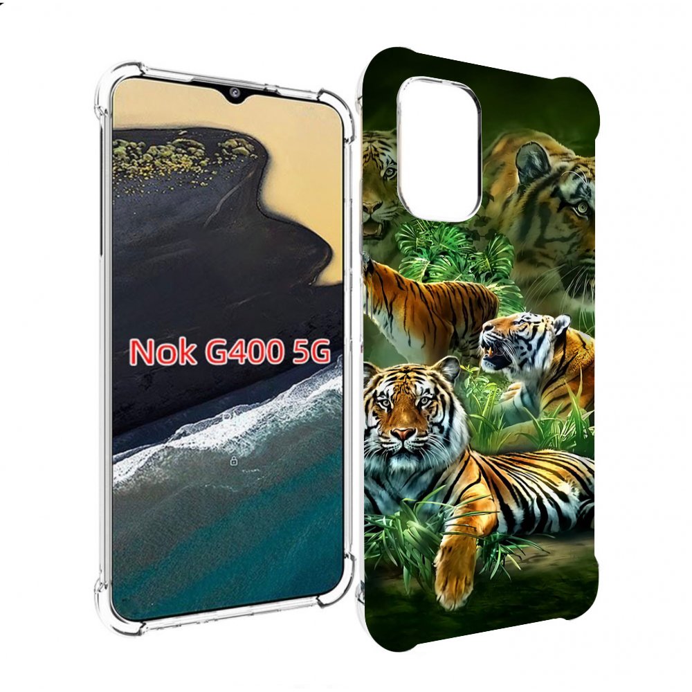 

Чехол MyPads Тигры для Nokia G400 5G, Прозрачный, Tocco