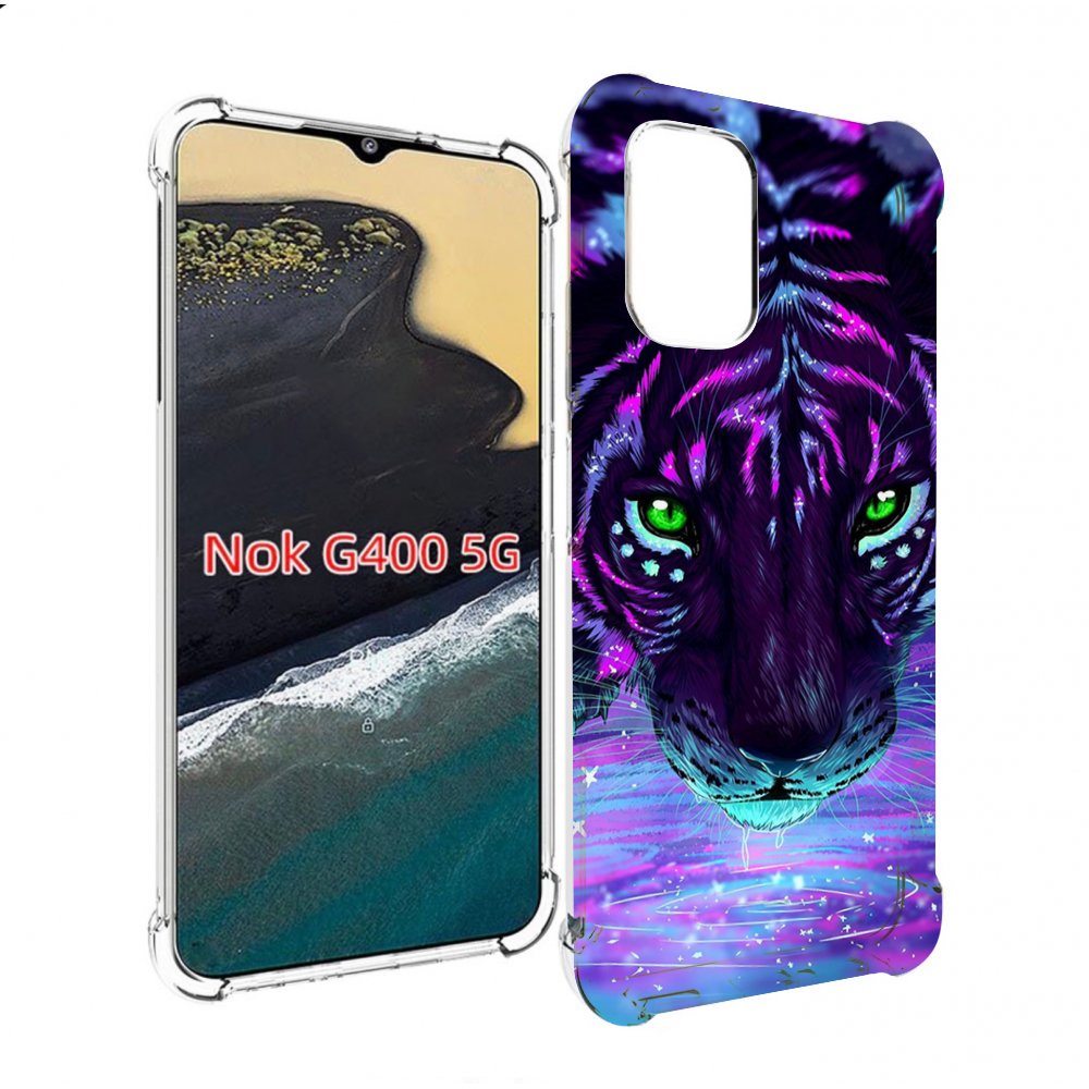 

Чехол MyPads Тигр-неон для Nokia G400 5G, Прозрачный, Tocco