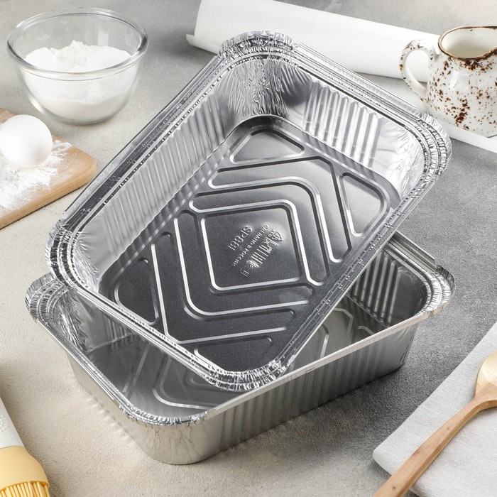 

Форма для выпечки из фольги Доляна, 2 л, 25,3x18,7x5,4 см(50 шт.), Серебристый