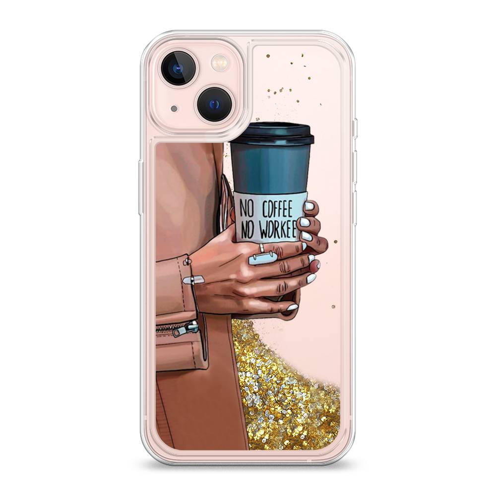 

Жидкий чехол с блестками "No coffee" на Apple iPhone 13, 14290-1