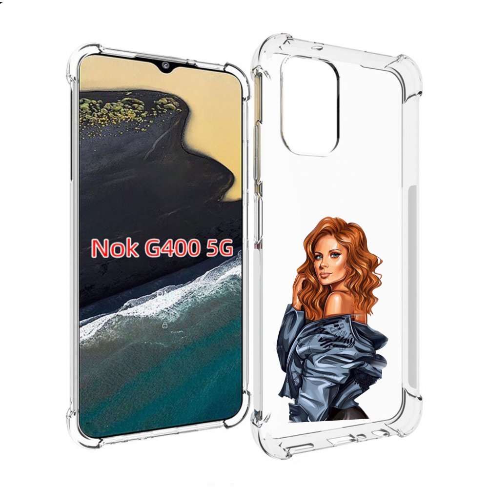 

Чехол MyPads Рыжая-девушка женский для Nokia G400 5G, Прозрачный, Tocco