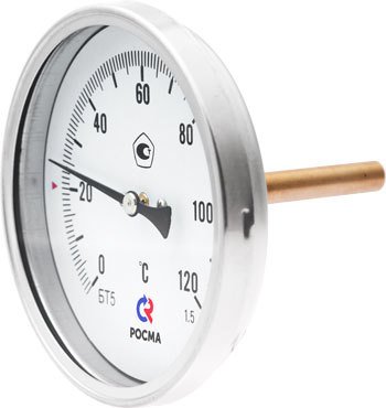 Термометр Росма БТ-31.211 0-200*С осевой шток L-64мм G-1/2 кран 3 х ходовой для манометра росма 1 2 вр латунь