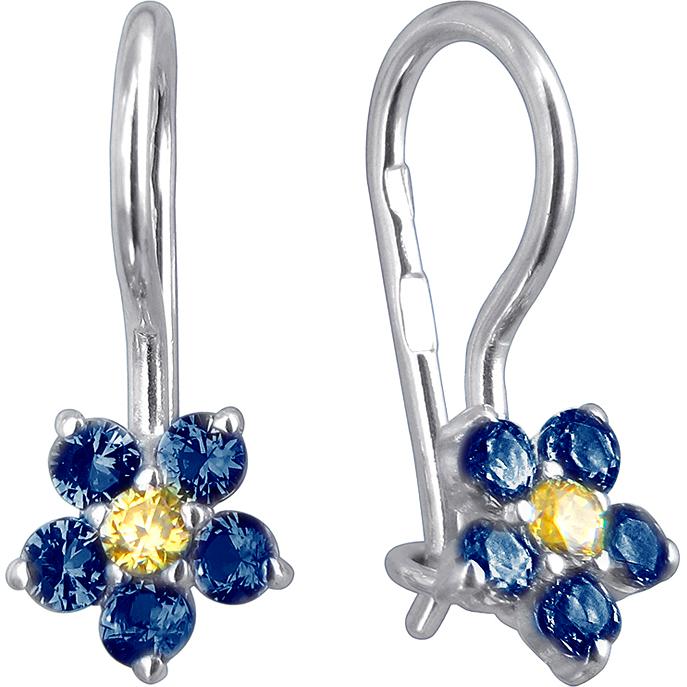 

Серьги женские из серебра Эстет 01С256165-8, сапфир/фианит, 01С256165-8