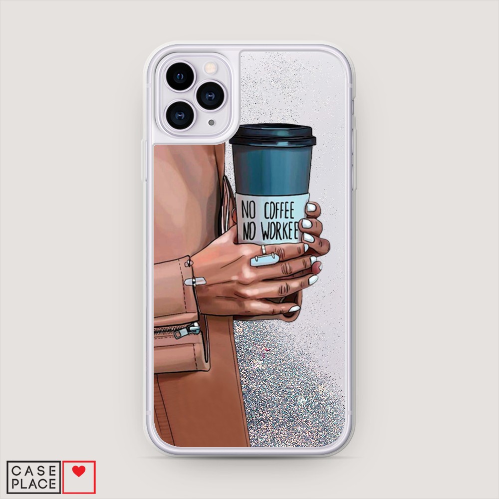 фото Жидкий чехол с блестками "no coffee" на apple iphone 11 pro max awog