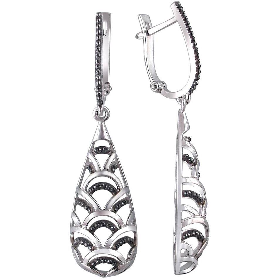 

Серьги женские из серебра Эстет 01С0510579ЧР, без вставки, 01С0510579ЧР