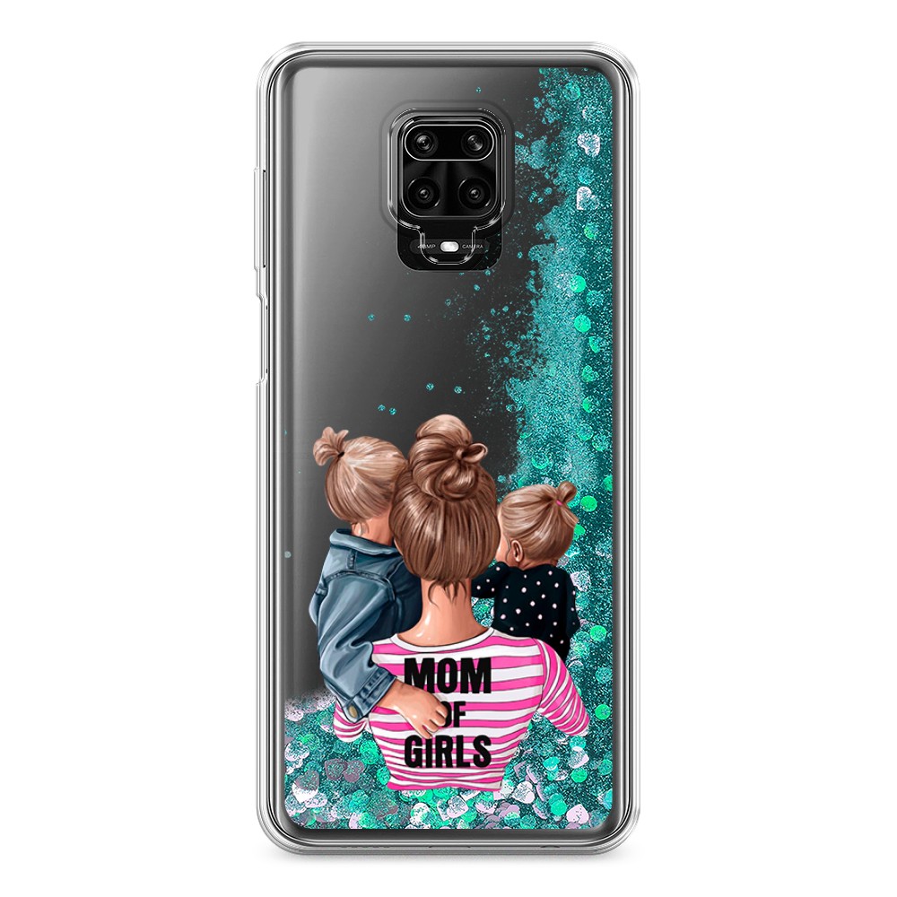 фото Жидкий чехол с блестками "mom of girls" на xiaomi redmi note 9s awog