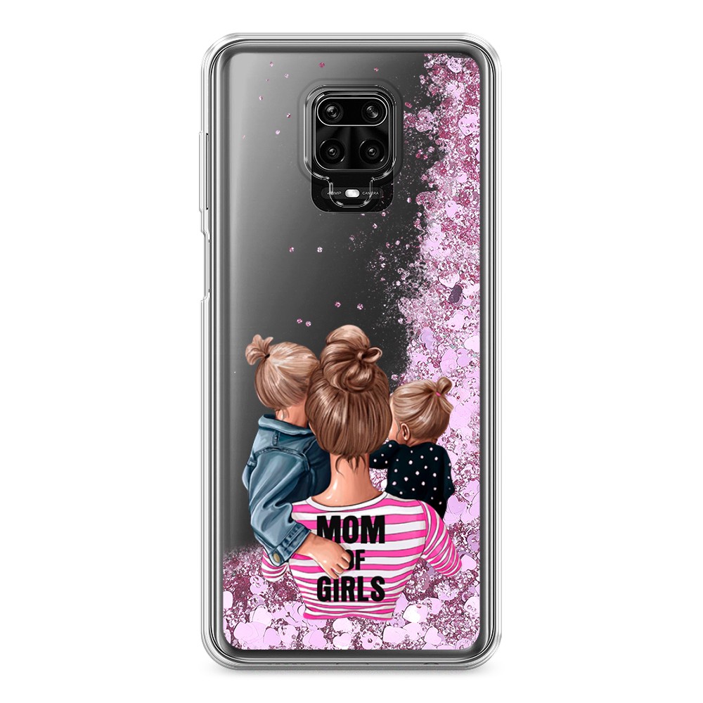 фото Жидкий чехол с блестками "mom of girls" на xiaomi redmi note 9s awog