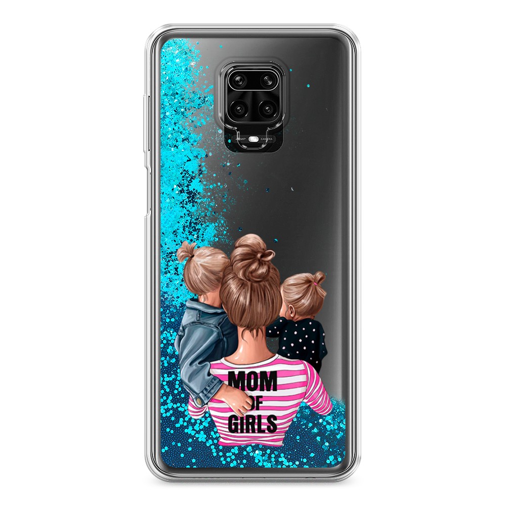 фото Жидкий чехол с блестками "mom of girls" на xiaomi redmi note 9s awog