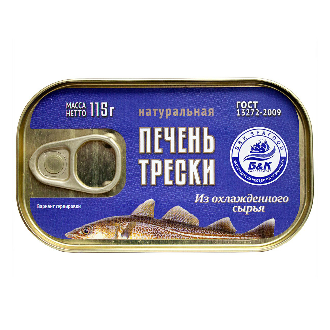 Печень трески Б&К Морепродукт натуральная 115 г