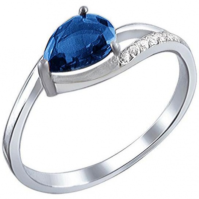 

Кольцо из серебра с фианитом/сапфиром р. 17 Эстет 01К255947-1, 01К255947-1