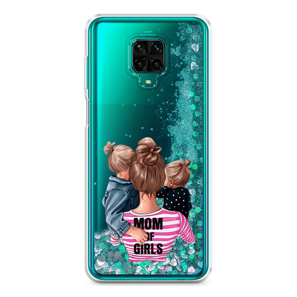 фото Жидкий чехол с блестками "mom of girls" на xiaomi redmi note 9 pro awog