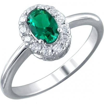 

Кольцо из серебра р. 16 Эстет 01К256899-2, фианит/изумруд, 01К256899-2
